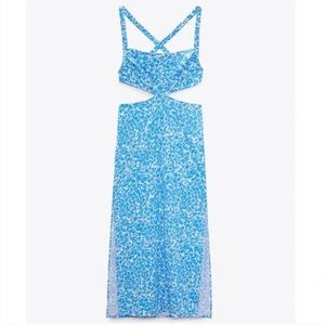 Zara Floral cutout linen dress